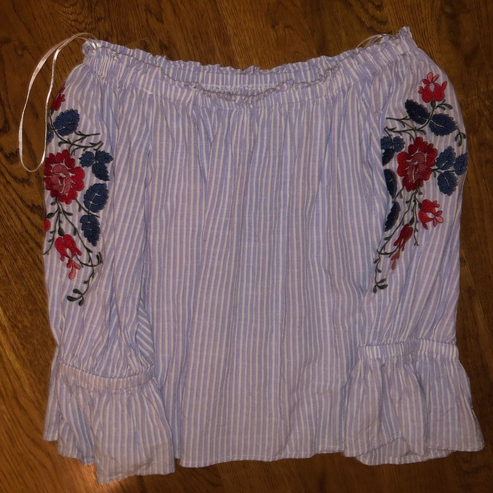 Blue off the shoulder top